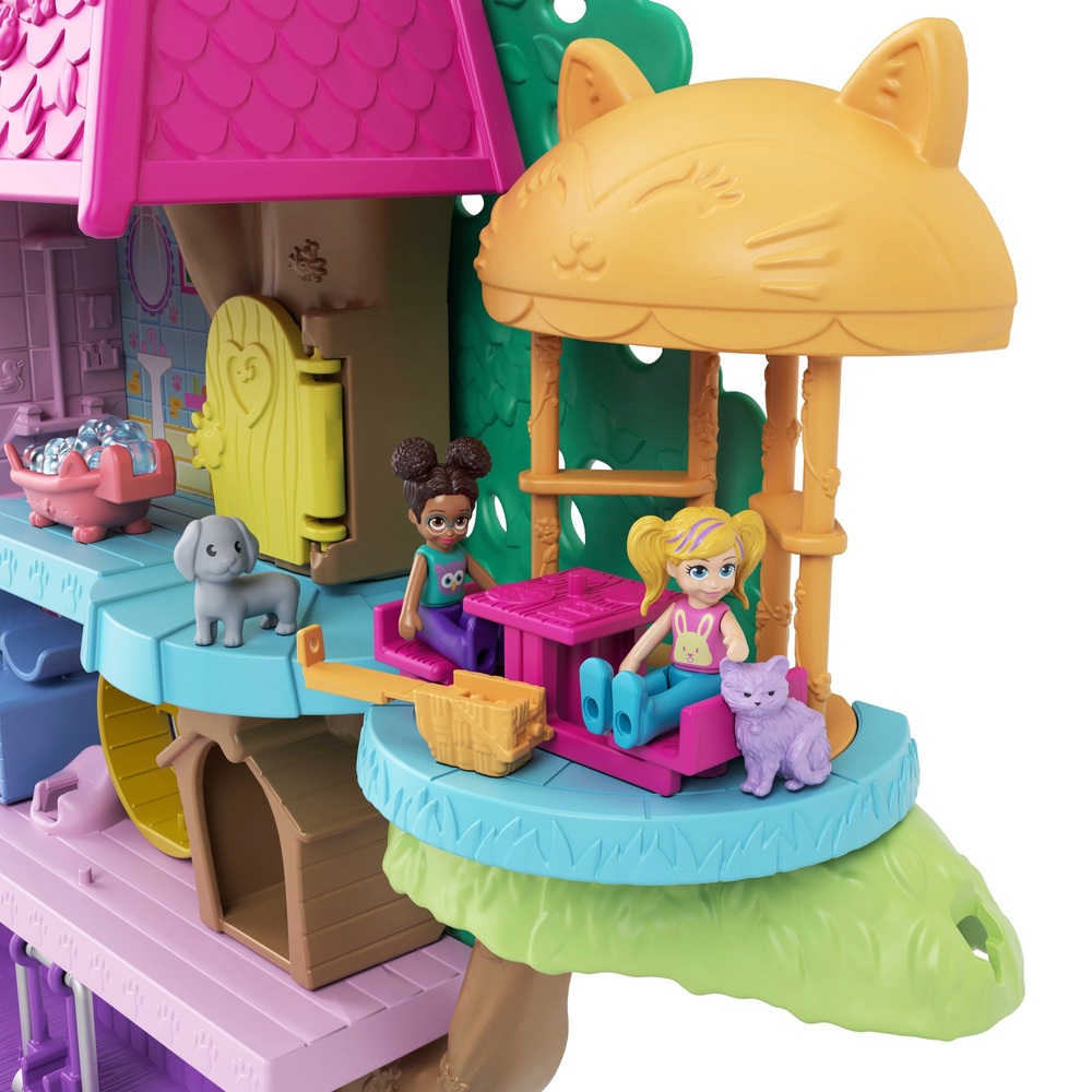 Polly Pocket Haustier-Abenteuer-Baumhaus-Spielset und Zubehör