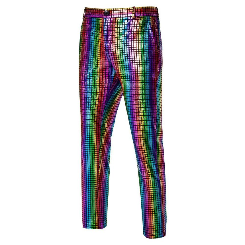 FORSETI - Glanzende rechte broek met middelhoge taille