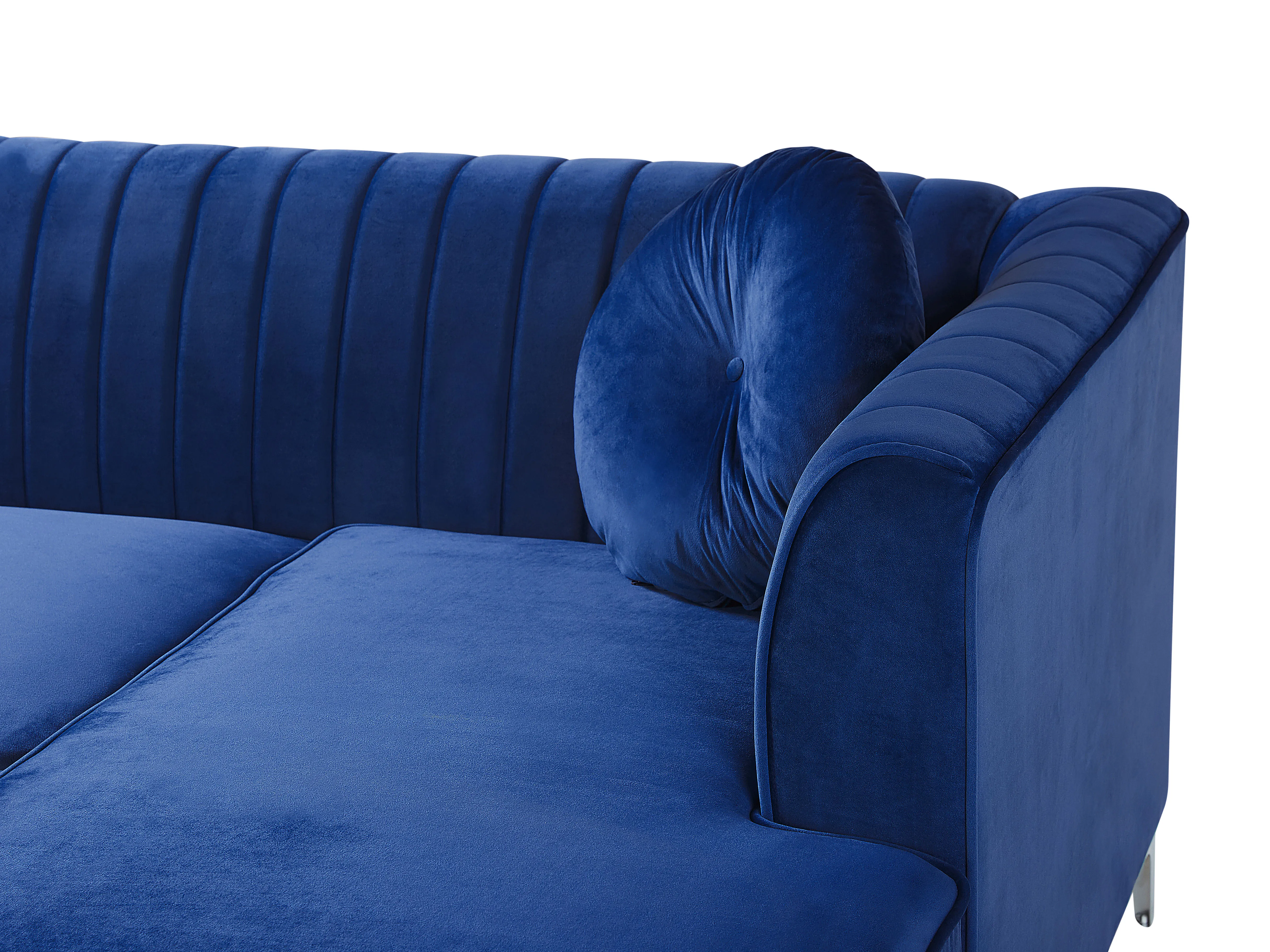 Hoekbank 3-zits TIMRA Fluweel Marineblauw linkszijdig