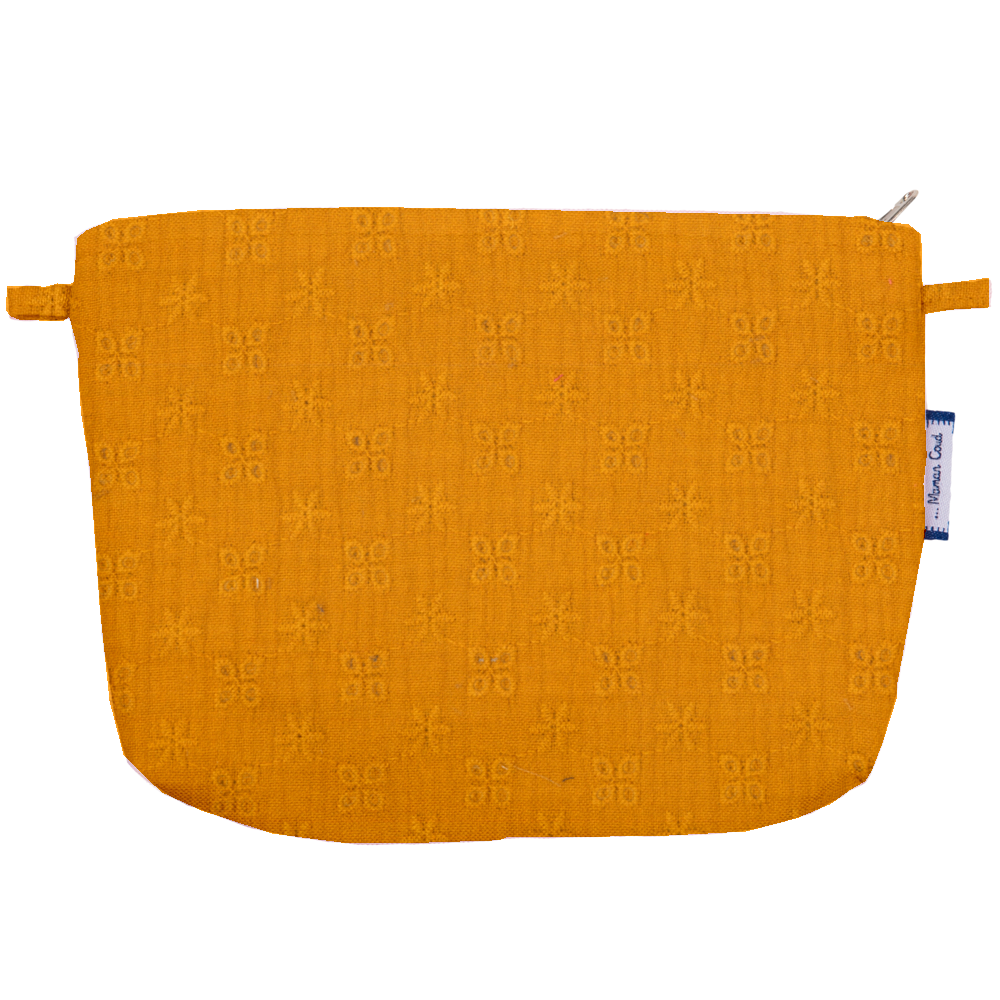 Pochette Tissu Gaze Dentelle Ocre