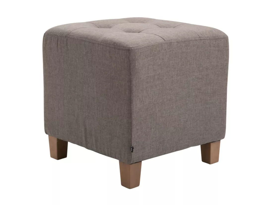 Lot de 2 Tabouret - Tissu & Bois - Taupe - Pharao