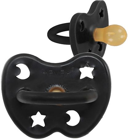 Hevea Schnuller - 3-36 Mt. - Naturgummi - Black m. Stern/Måne