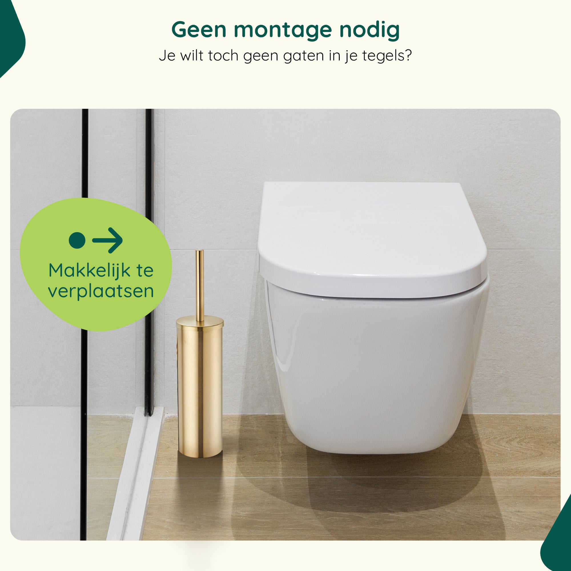 XIVADA Toiletborstelhouder Jara - Vrijstaand - Rvs - Goud