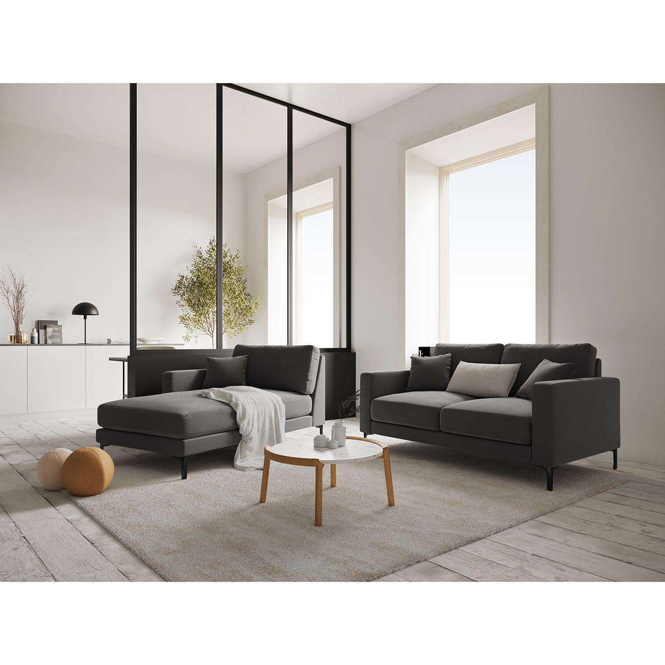 Mazzini Sofas Canapé Velours Venus 2 Places gris - 158x92x90 cm