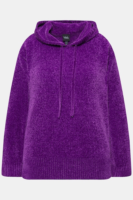 Chenille-Hoodie, Kapuze, Kordel, Langarm