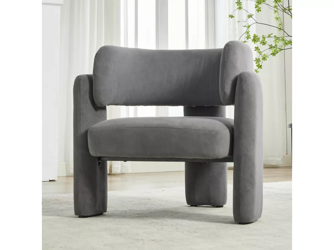 Fauteuil Lounge Moderne Gris, Siège Individuel Compact 78x52x74 cm, Robuste Structure, Charge Maximale 250 lbs, Confort Ergonomique