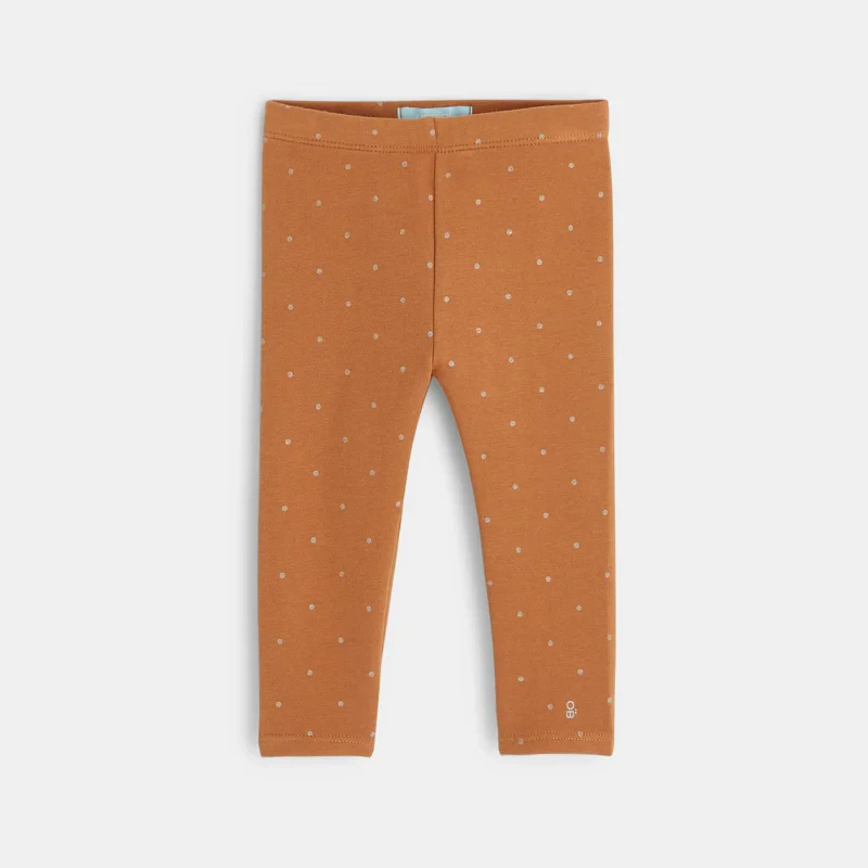 Legging molleton bio imprimé pois marron bébé fille Marron