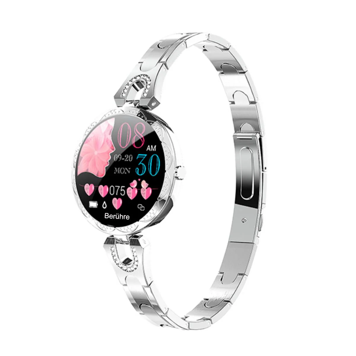 TPFNet Damen Smart Watch / Fitness Tracker IP67 - Edelstahl Armband - Android & IOS - Gold