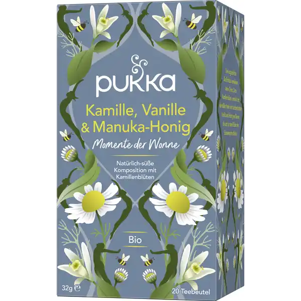 Bio-Kräutertee Kamille, Vanille & Manuka-Honig, natürlich süße Komposition mit Kamillenblüten