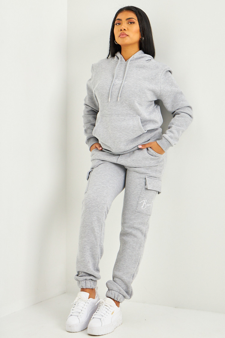 Sweat à capuche gris inscription Brentiny