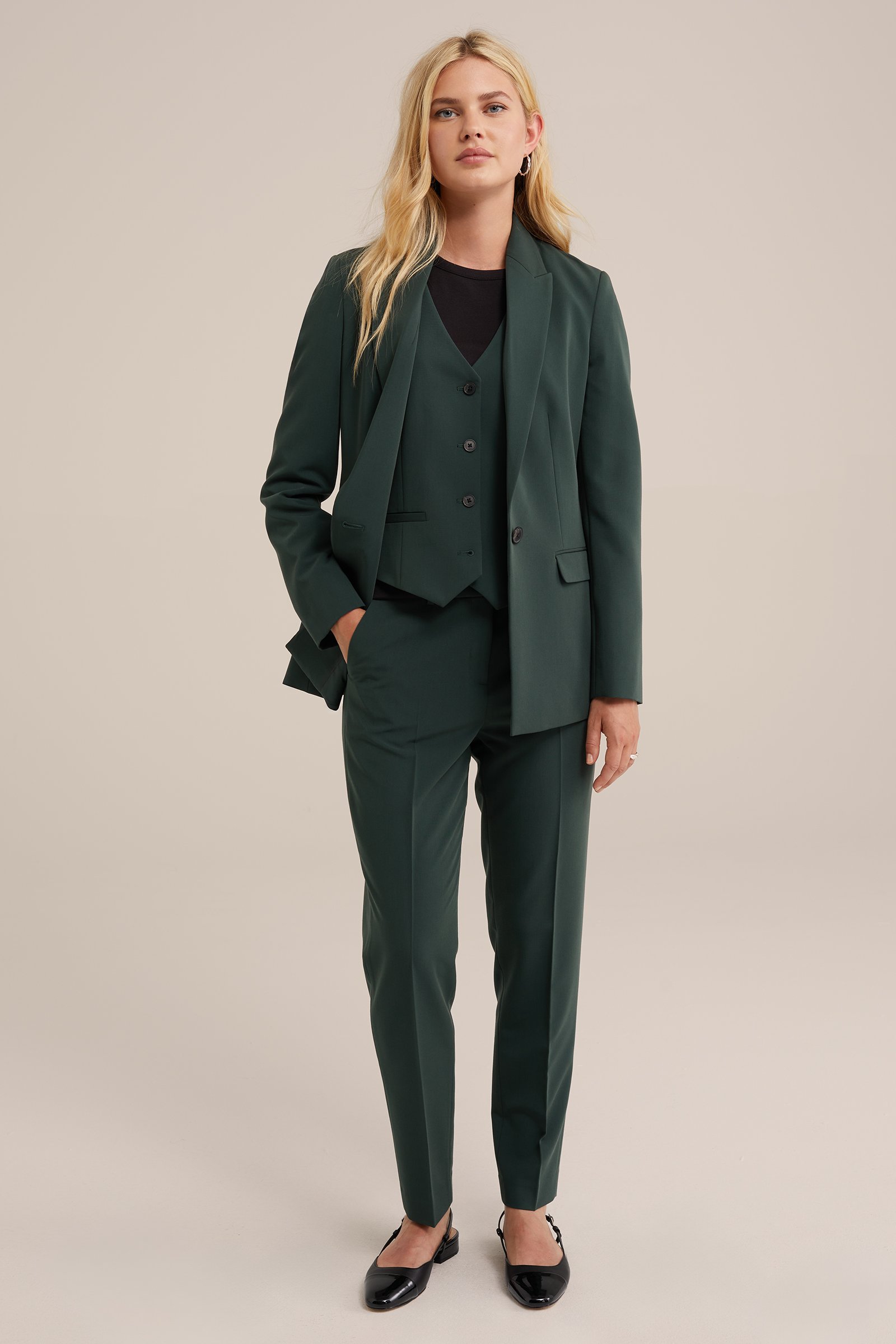 slim fit pantalon WE Fashion Mosgroen