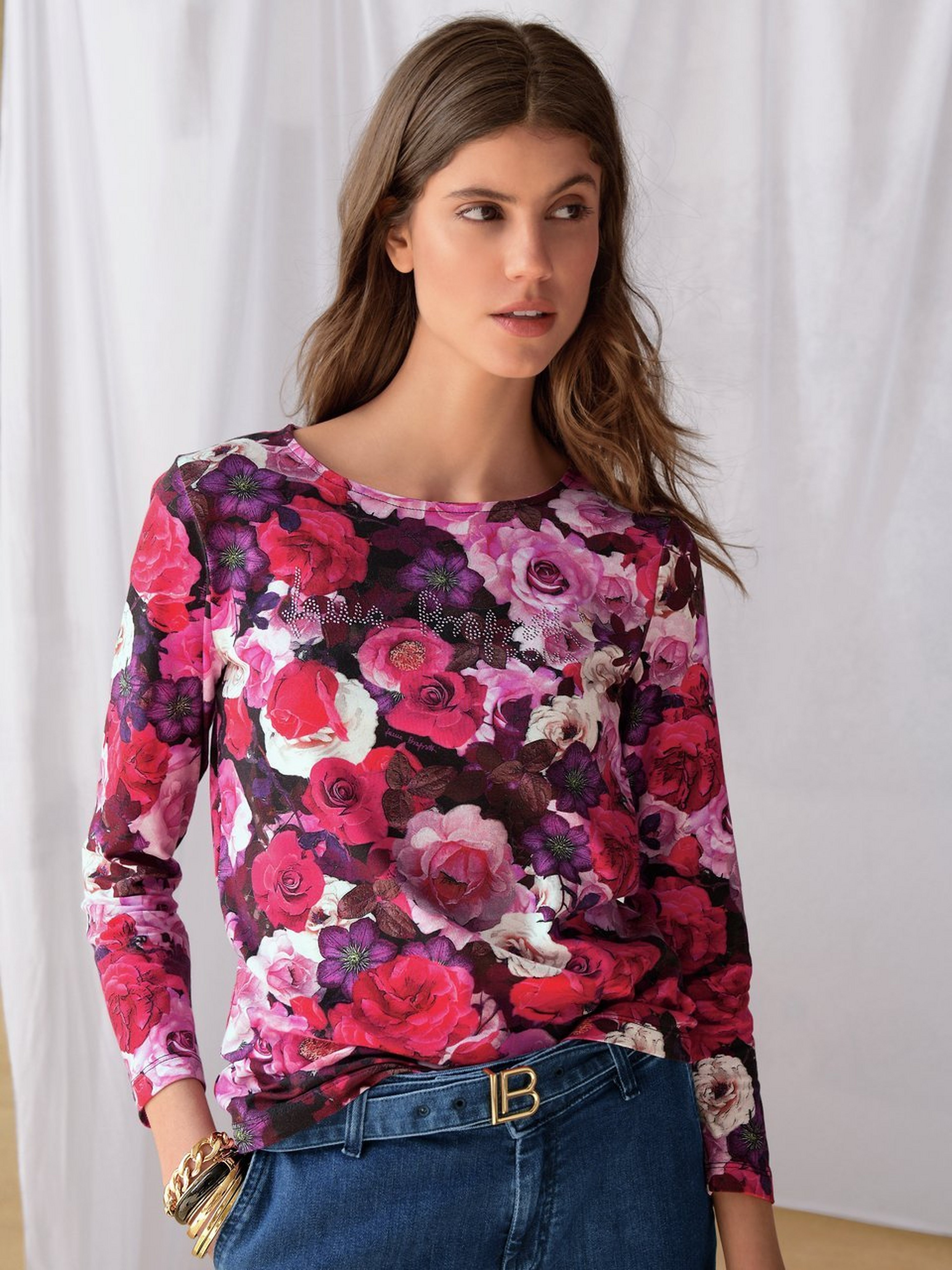 Rundhals-Shirt mit 7/8-Arm