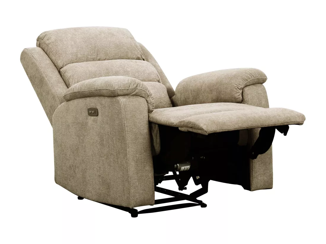 Canapés 3 places 2 places et un fauteuil relax électrique en tissu taupe NEVERS