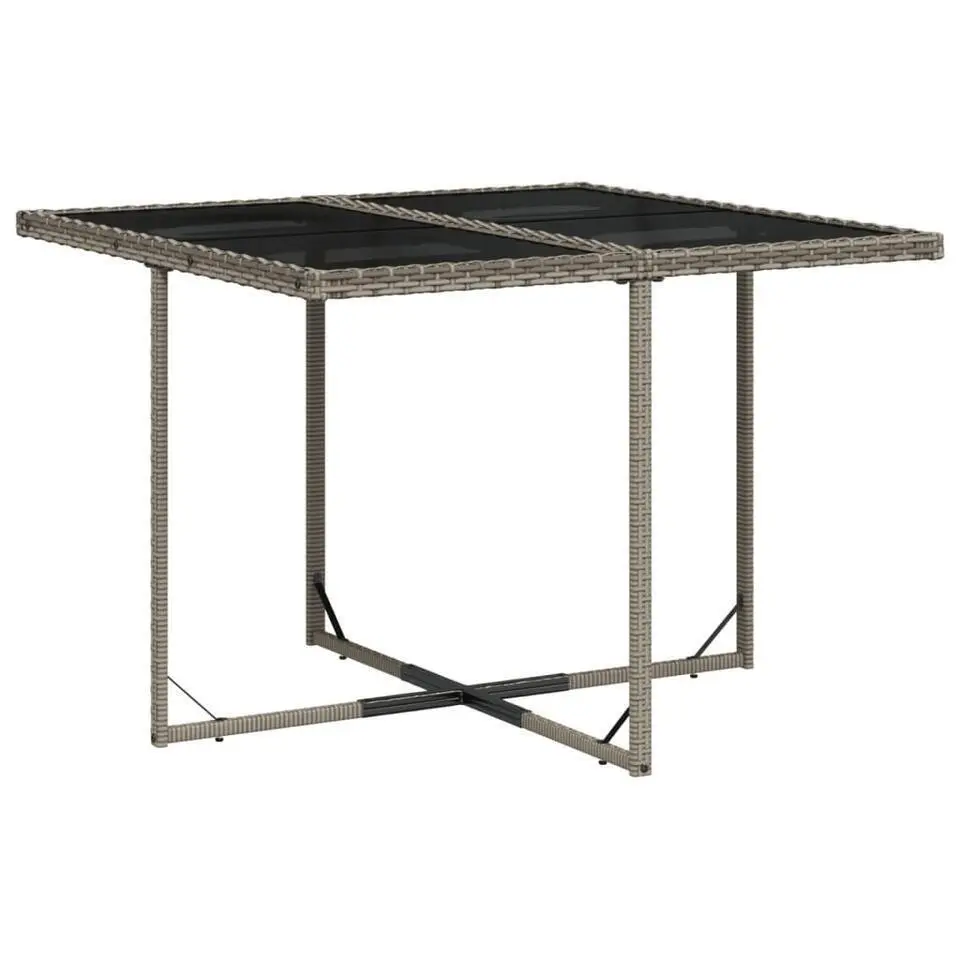 vidaXL - 4-zits Tuinset met donkergrijs kussens - Poly rattan - 110x106 cm