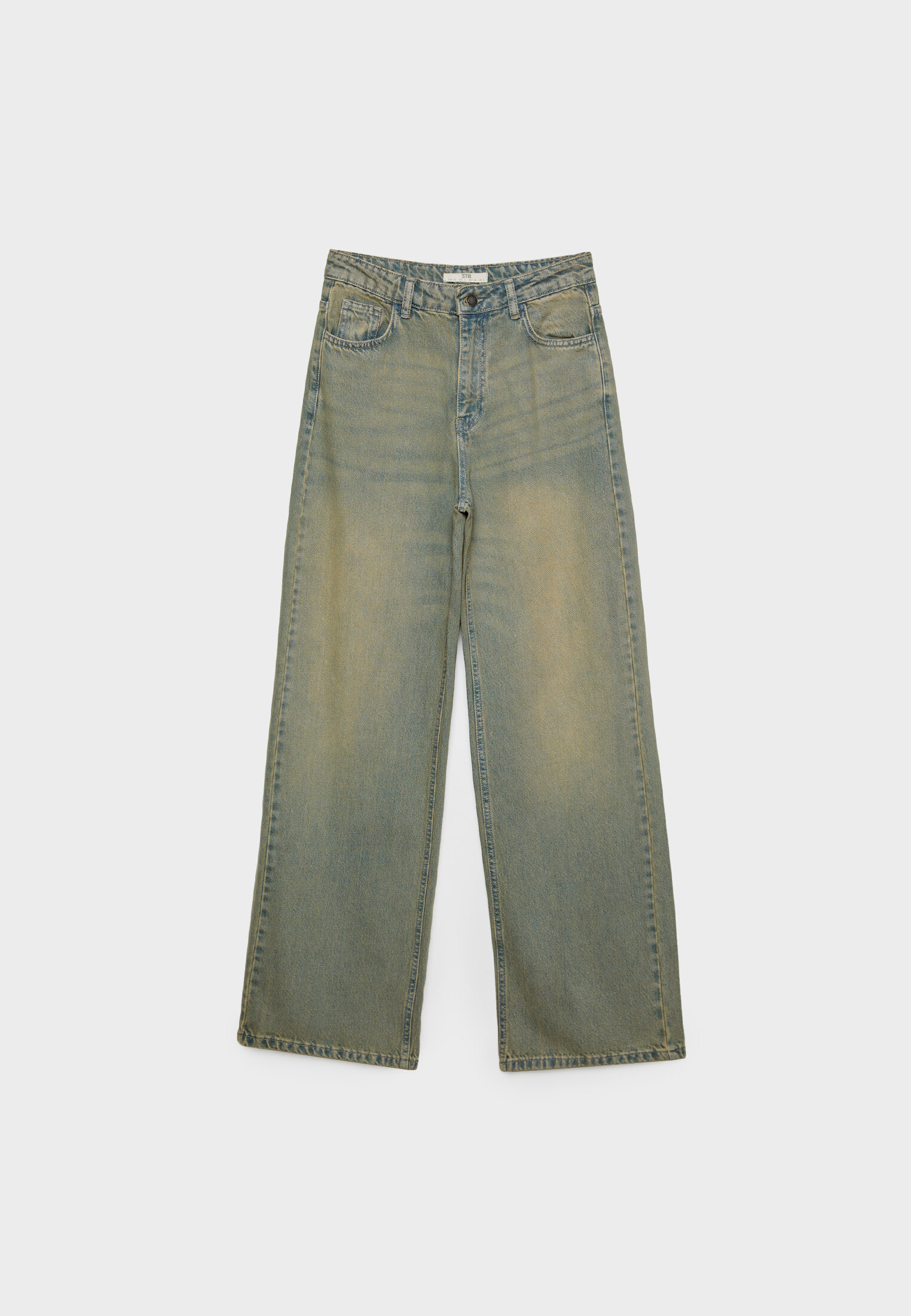 Calça jeans de cintura baixa e pernas largas