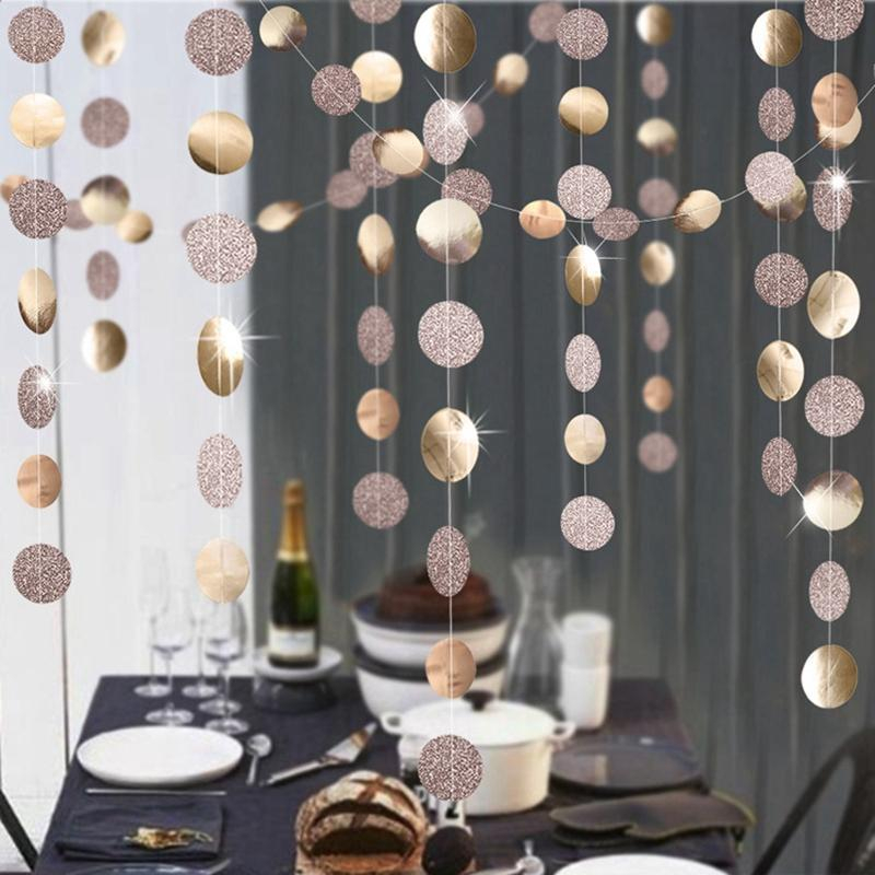 (4m) Ø5cm Girlande Glitzer / Glanz Party Dekoration Accessoire - Roségold