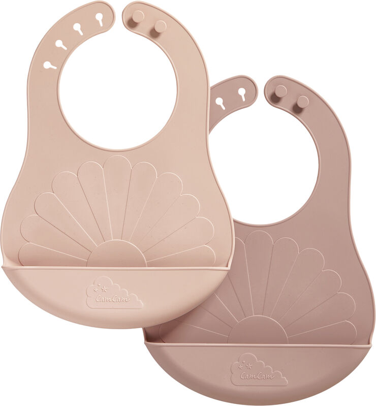 Cam Cam Copenhagen Silicone Bibs Flower, Rose Mix, 2-pack Dusty rose