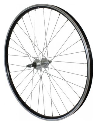 Roue vtt 26  p2r arriere alu noir double paroi moy alu roue libre 7-6v. axe plein