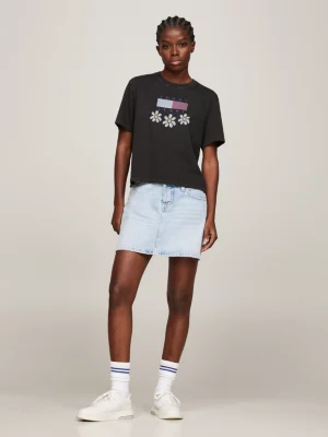 Camiseta Boxy Fit com Estampa de Margaridas