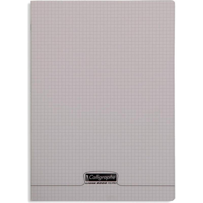 Cahier piqué 8000 POLYPRO A4 96 pages petits carreaux 90 g - Gris