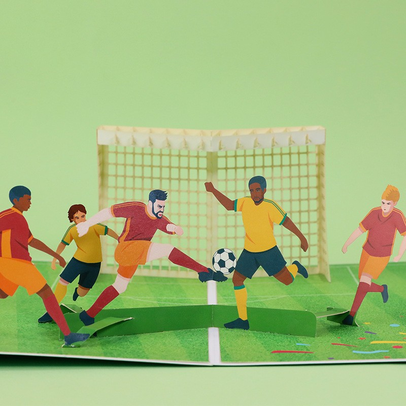 Glückwunschkarte Gruss Pop-Up Doppelkarte   Umschlag - Fussball