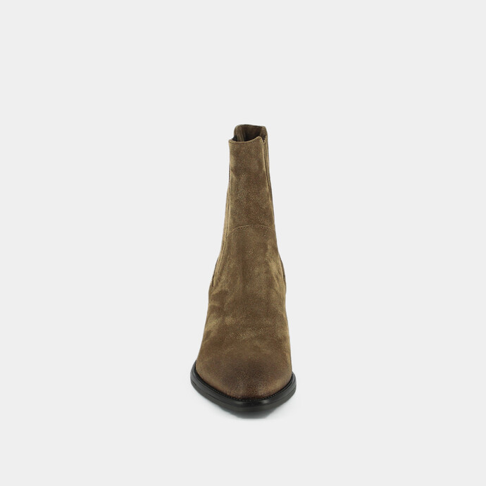 Boots à élastiques et talons carrés  en croute taupe