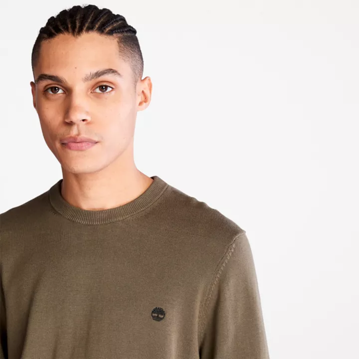Pull à col rond Williams River pour homme en vert foncé