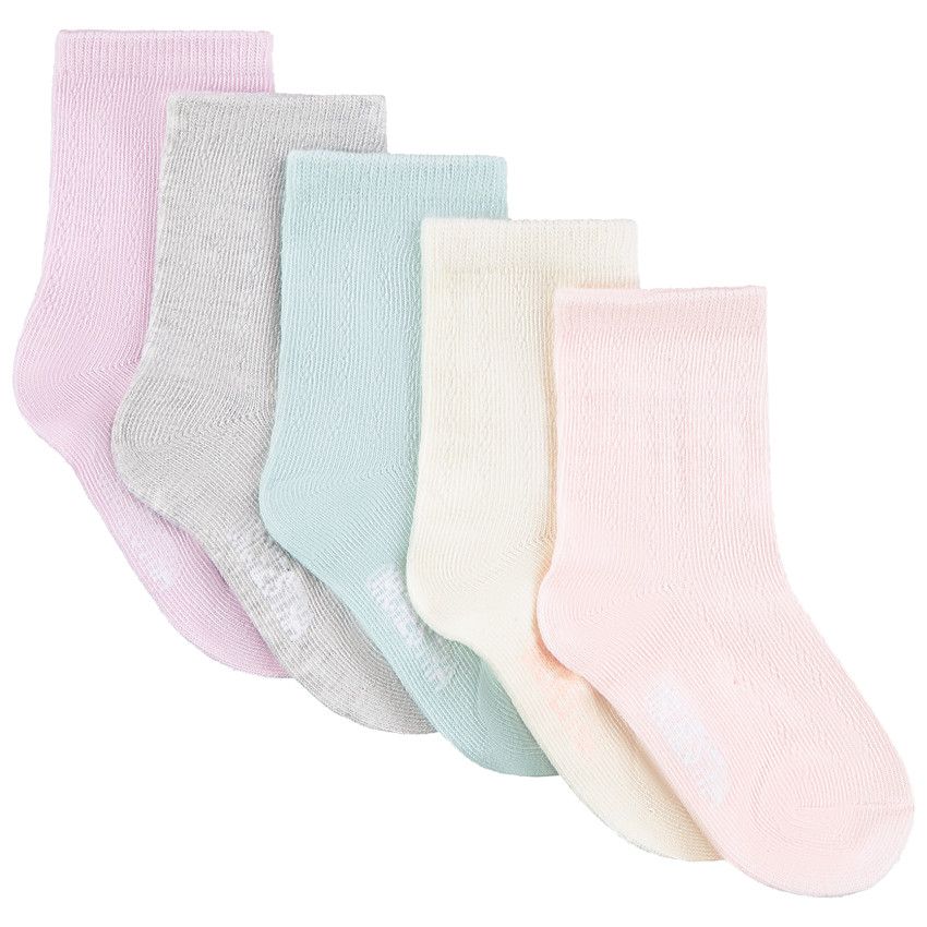 Lot de 5 paires de chaussettes courtes uniespour bébé fille - Ecru