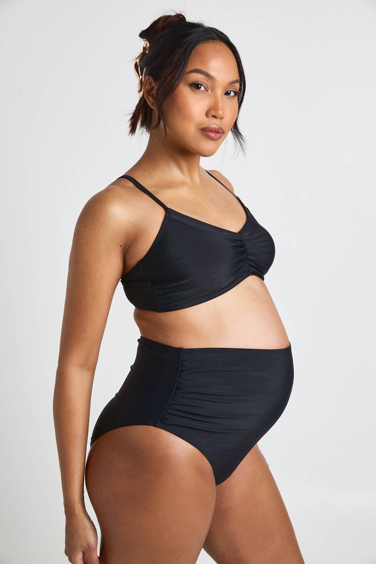 boohoo Culotte De Bikini Maternité Taille Haute Froncée