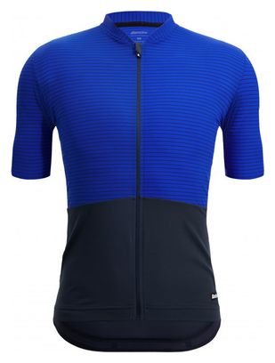 Maillot Manches Courtes Santini Colore Riga Bleu/Noir