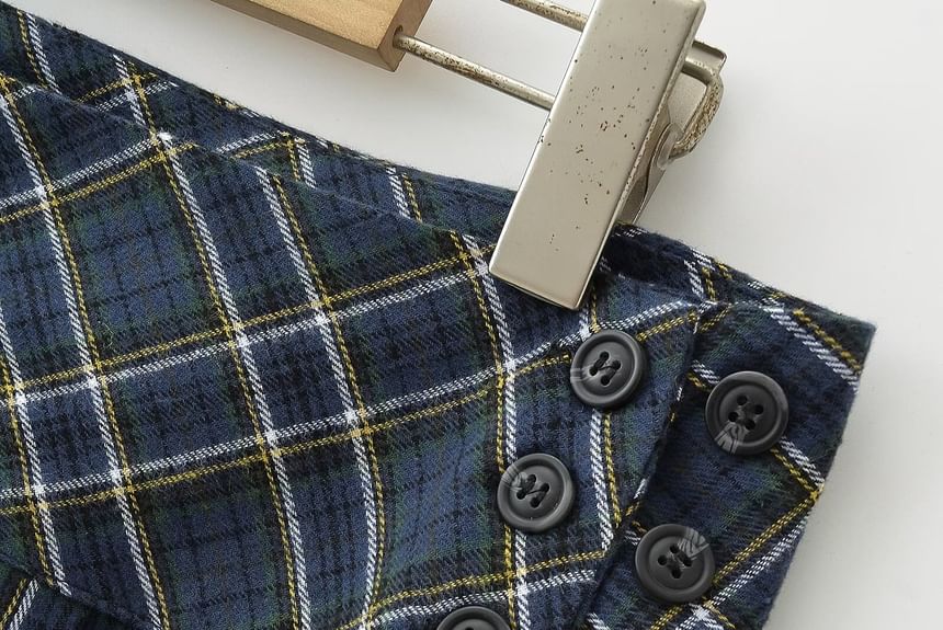 Webeisque - Geruite mini-plooirok met lage taille