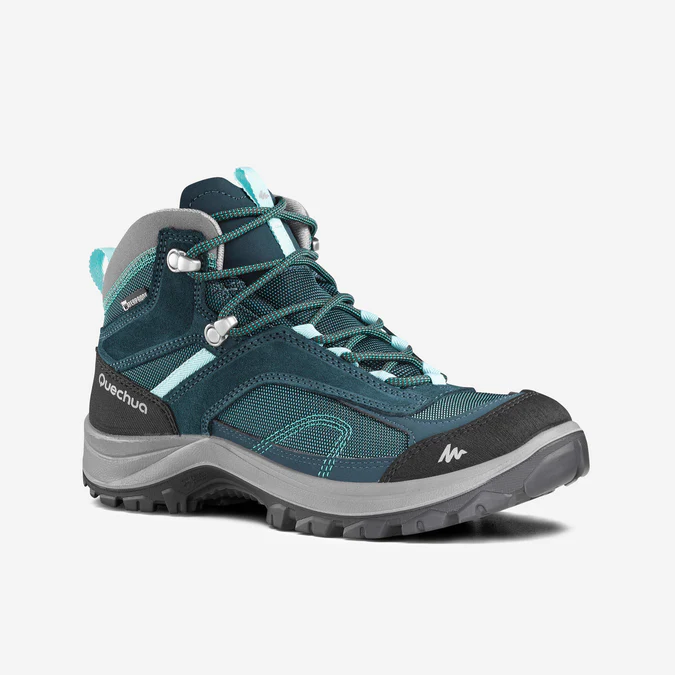 Decathlon Quechua - Botas de caminhada impermeáveis de cano médio Quechua MH100 para mulheres