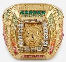 Ring - Lion King - Plated Roestvrijstalen Ring - Centraal Leeuw-detail met Pavé-versiering