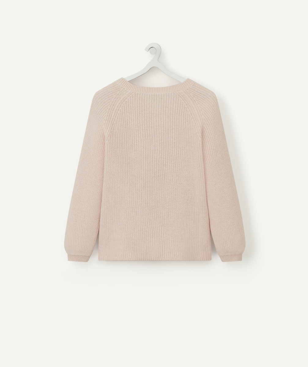 CARDIGAN BÉBÉ FILLE EN COTON ROSE ET BOUTONS PAILLETÉS