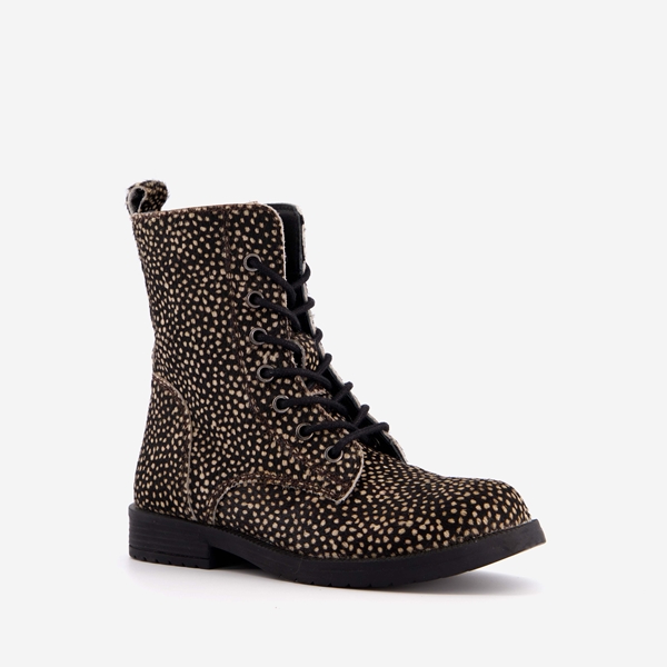 Groot leren meisjes veterboots met stippenprint