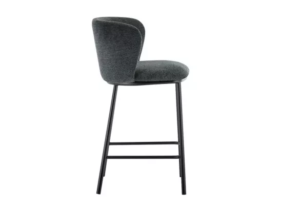 Chaise de comptoir 'Arthus' Tissu Gris foncé, dimensions : H88.5 x L53 x P50.5 cm