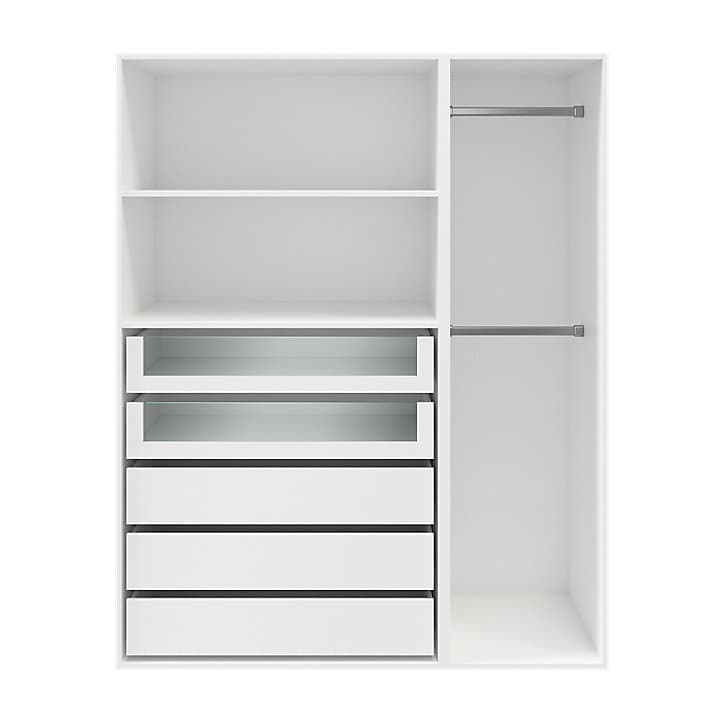 Dressing blanc 2 tablettes 5 tiroirs GoodHome Atomia H. 187,5 x L. 150 x P. 58 cm