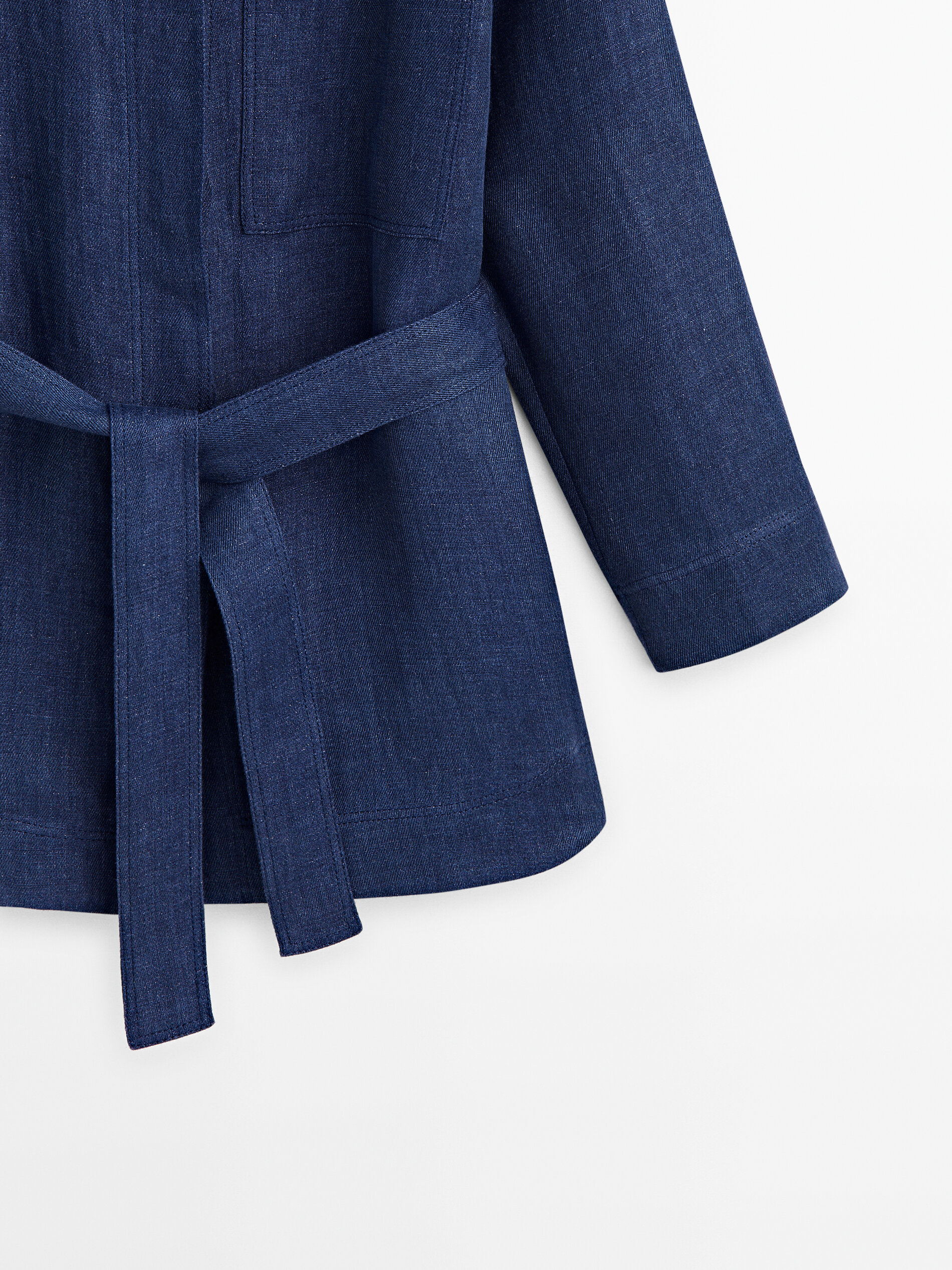 Conjunto de sobrecamisa e linho com efeito jeans - AZUL MARINHO