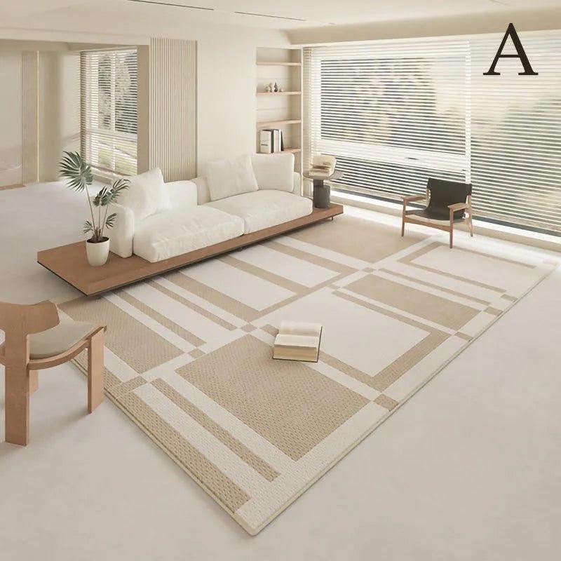Modern Geometric Light Color Home Carpet | Minimal Decor Bedside Luxury Rug