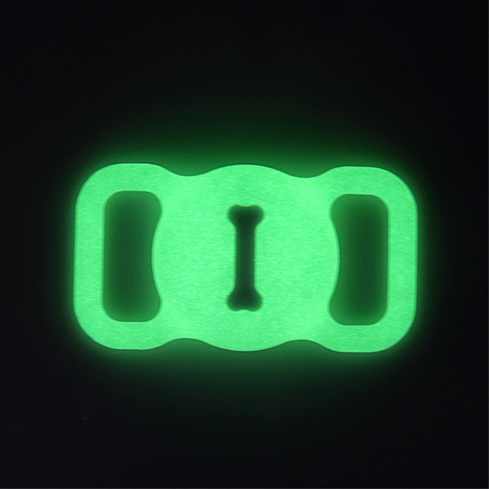 Apple AirTag Leuchtende Fluoreszierende Silikon Case Hülle Halsband Halterung für Haustiere im Knochen Design (Hund / Katze) - Grün