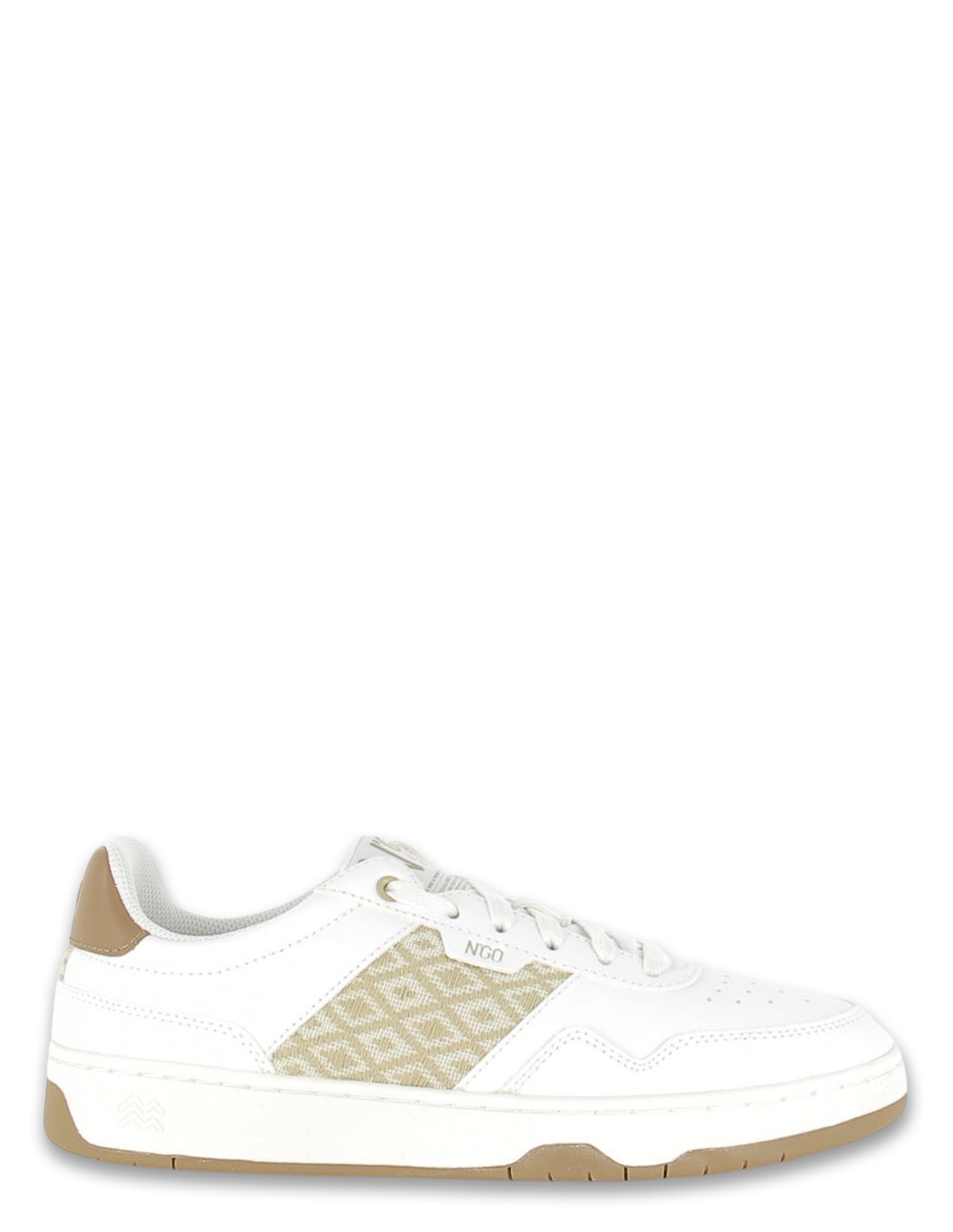 n'go shoes Baskets de ville mixte huê classique cuir blanc/marron