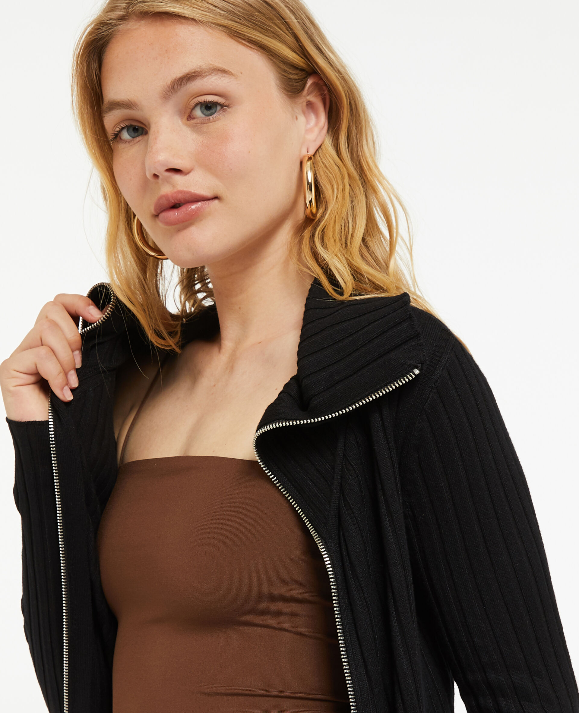 Gilet zippé col montant - Noir