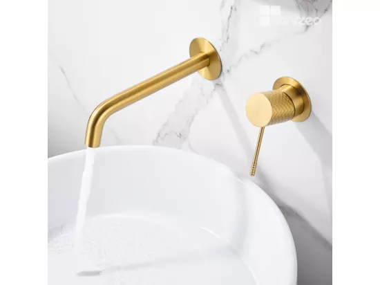 Robinet Mitigeur de Lavabo anti-calcaire Encastré Or Brossé IMEX GENOVA GLG053/OC