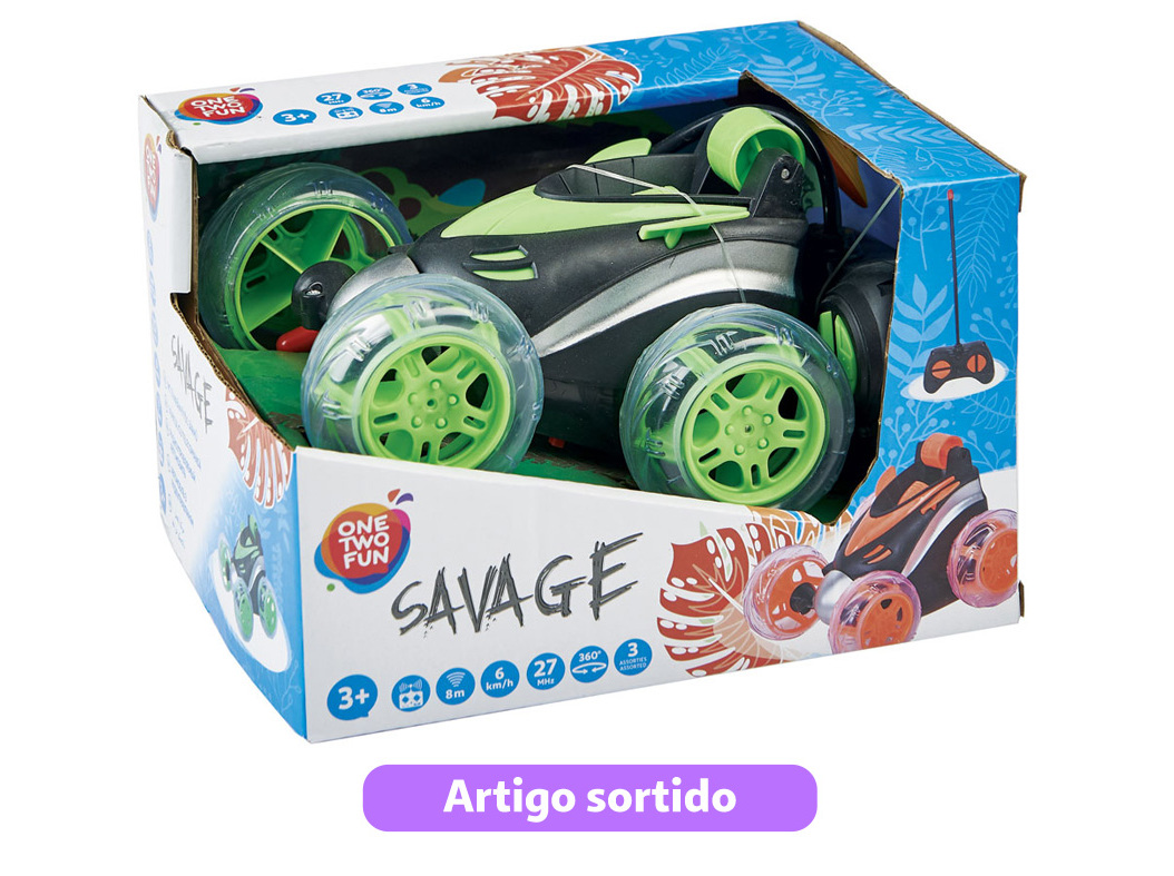 CARRO TELECOMANDADO SAVAGE ONE TWO FUN 360 COM LUZ MODELOS SORTIDOS