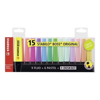 STABILO BOSS ORIGINAL - Pack de 15 surligneurs - couleurs assorties