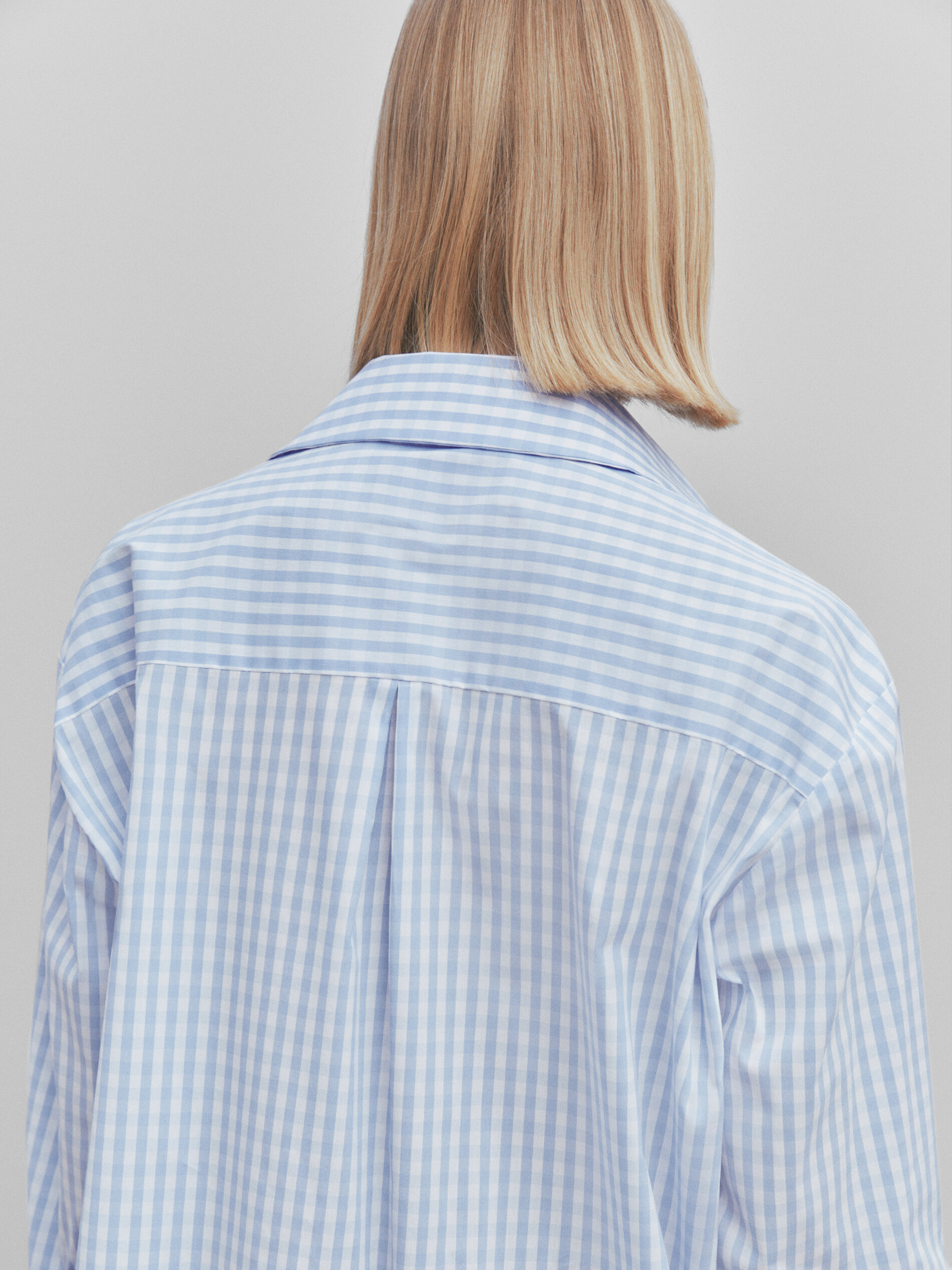 Camisa xadrez vichy com bolso com babado - Studio - AZUL