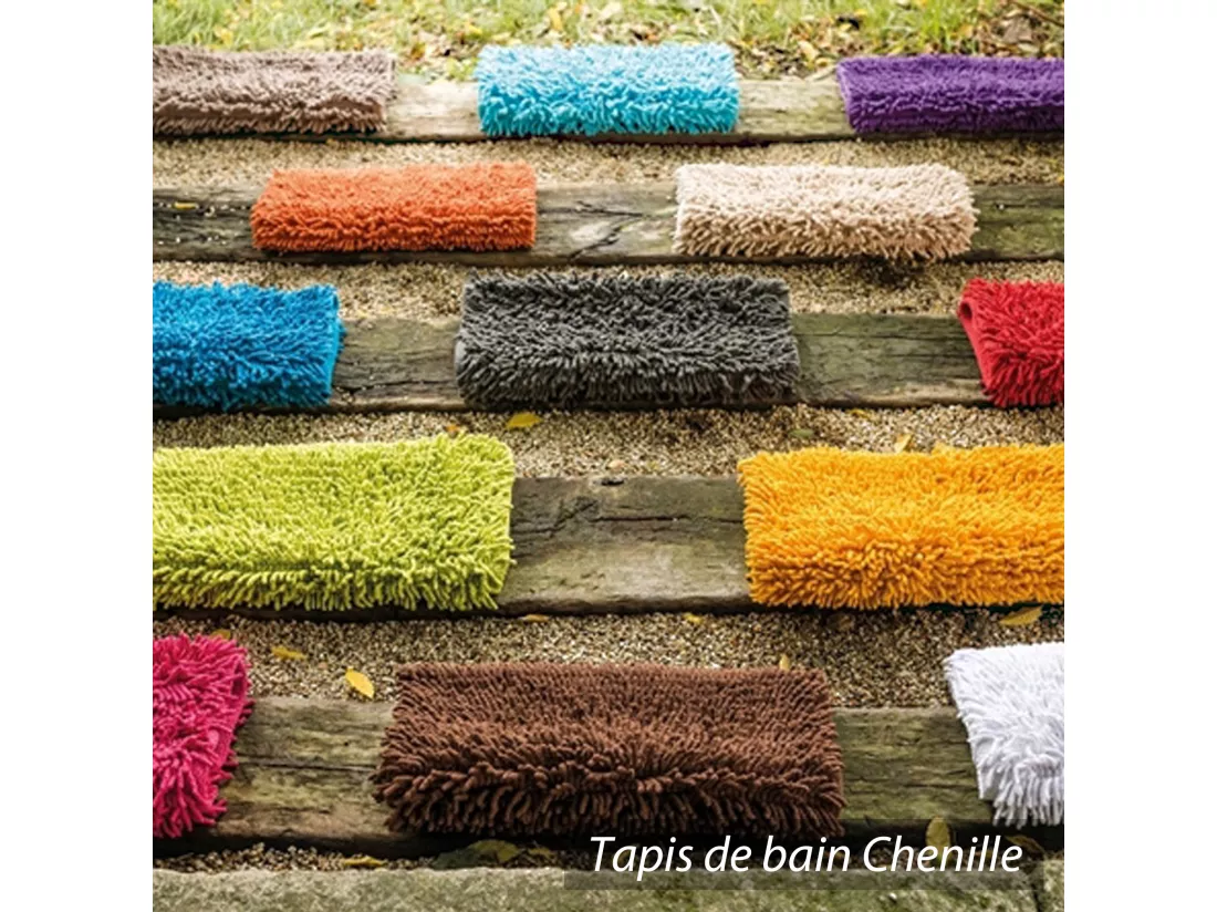 Tapis de bain 50x80 cm CHENILLE Blanc 1800 g/m2
