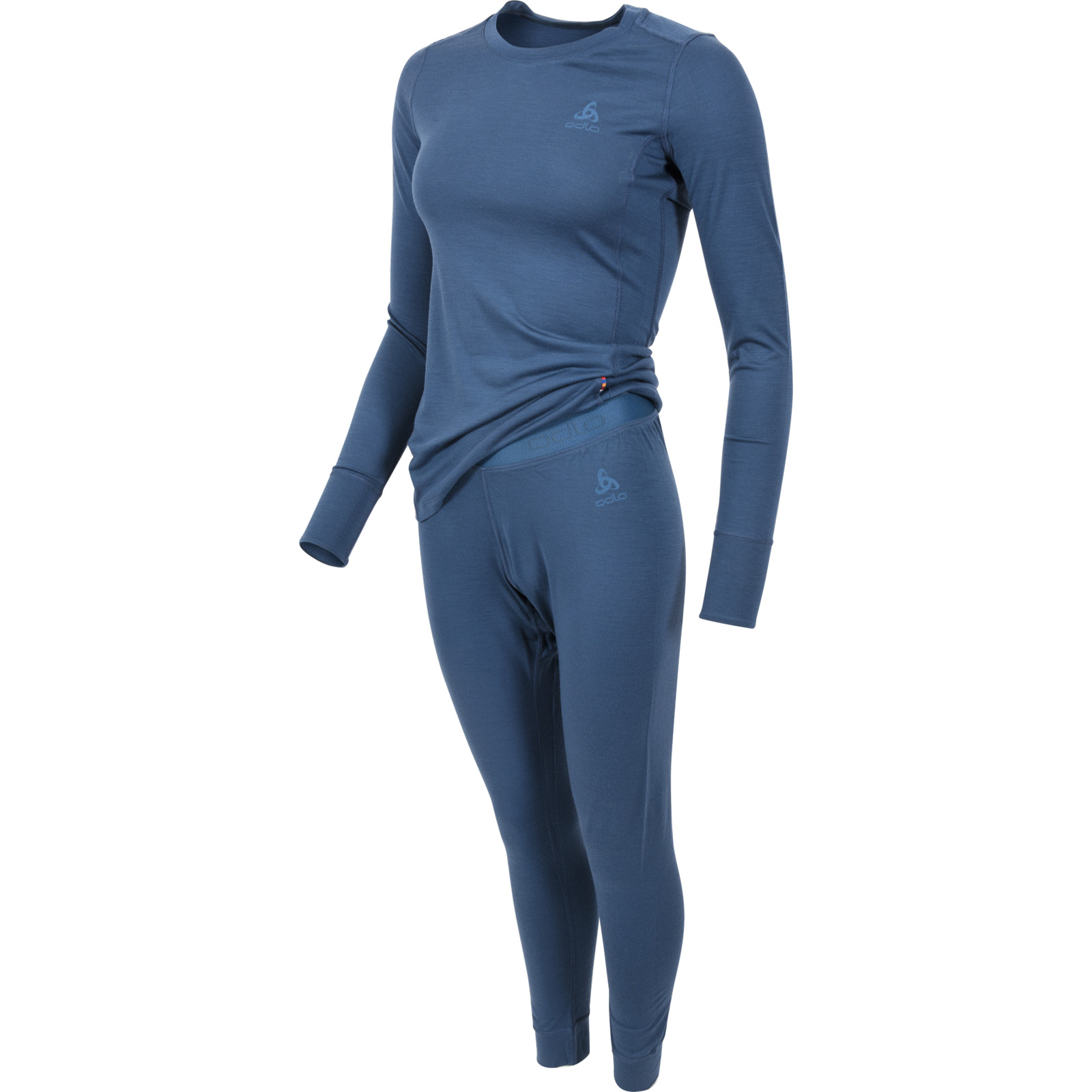 Odlo Damen Set Natural Merino 200 Base Layer L, dunkelblau