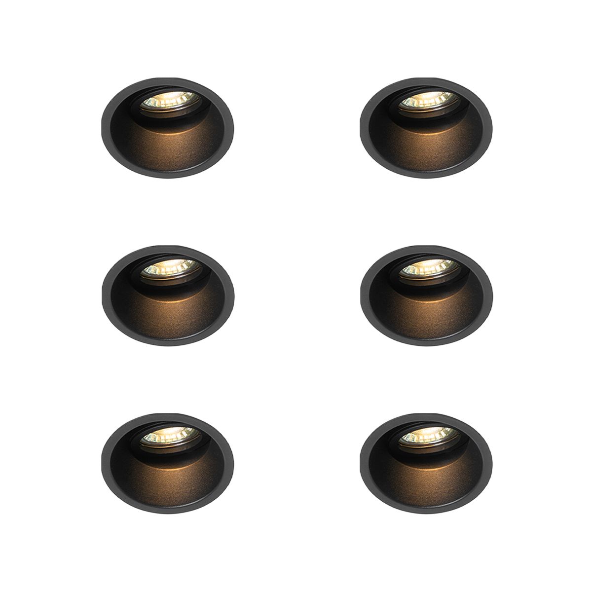 Set van 6 moderne inbouwspots zwart draai- en kantelbaar - Alloy