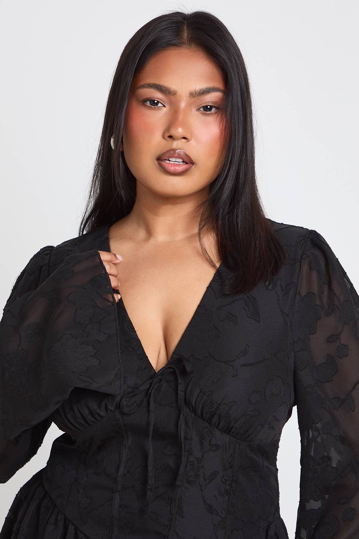 boohoo Robe Patineuse Grande Taille Jacquard Détail Corset